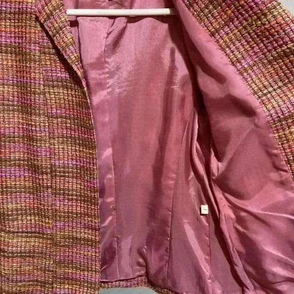 VTG Doncaster DD Women's Open Front Silk Blend Tweed Blazer Jacket 2 Pink - Picture 4 of 8